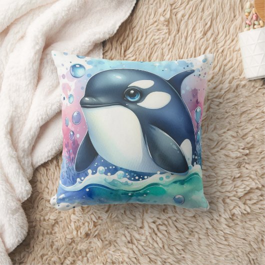 Waterverf walvis kussen (Deken)