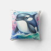 Waterverf walvis kussen (Voorkant)