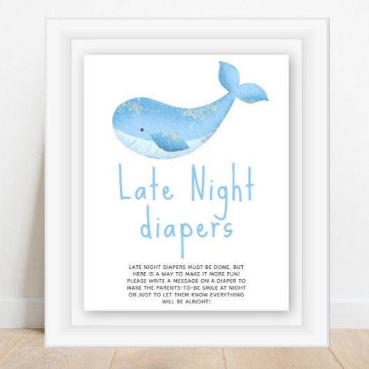 Waterverf walvis - Late Night luiers Poster