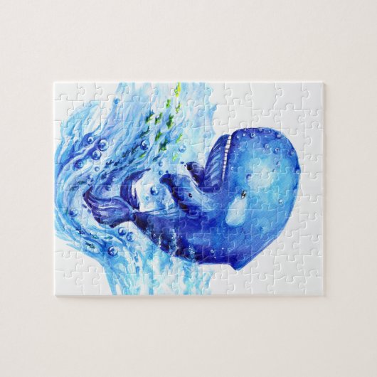 Waterverf walvis legpuzzel (Horizontaal)