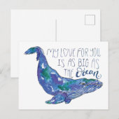 Waterverf walvis - Liefde zo groot als de oceaan Briefkaart (Voorkant / Achterkant)