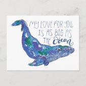 Waterverf walvis - Liefde zo groot als de oceaan Briefkaart (Voorkant)
