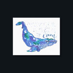 Waterverf walvis - Liefde zo groot als de oceaan Canvas Afdruk<br><div class="desc">"Whale Love" van Catherine McGuire. Waterverf walvis met citaat.</div>