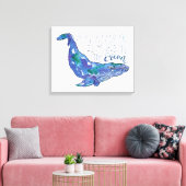 Waterverf walvis - Liefde zo groot als de oceaan Canvas Afdruk (Insitu (Woonkamer))