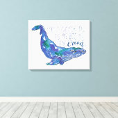 Waterverf walvis - Liefde zo groot als de oceaan Canvas Afdruk (Insitu (Houten vloer))