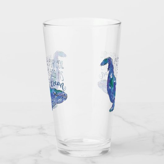 Waterverf walvis - Liefde zo groot als de oceaan Glas (Links)