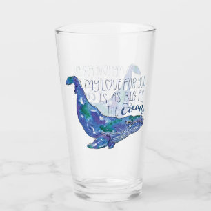 Waterverf walvis - Liefde zo groot als de oceaan Glas