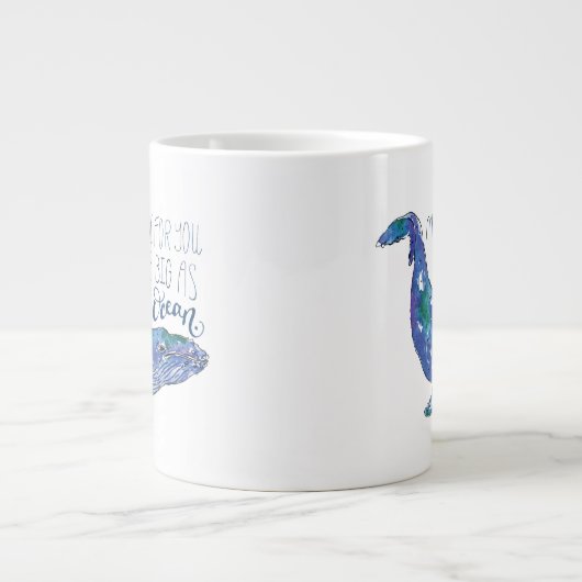 Waterverf walvis - Liefde zo groot als de oceaan Grote Koffiekop (Voorkant)