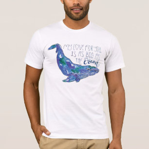 Waterverf walvis - Liefde zo groot als de oceaan T-shirt