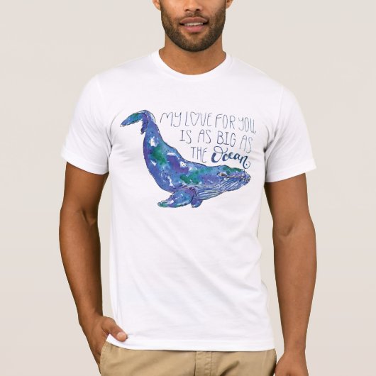 Waterverf walvis - Liefde zo groot als de oceaan T-shirt (Voorkant)