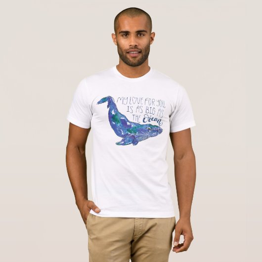 Waterverf walvis - Liefde zo groot als de oceaan T-shirt (Voorkant volledig)