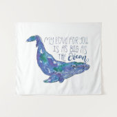 Waterverf walvis - Liefde zo groot als de oceaan Wandkleed (Voorkant (horizontaal))