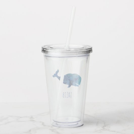 Waterverf walvis Mariene Kinderen Gepersonaliseerd Acryl Drinkbeker (Achterkant)
