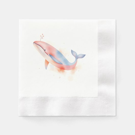 Waterverf walvis met bubbels servet (Voorkant)
