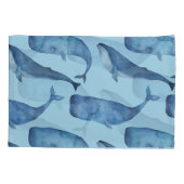 Waterverf walvis: naadloos blauw patroon. kussensloop (Achterkant)
