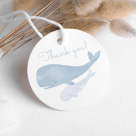 Waterverf walvis onder het Baby shower Zee Bedankjes Labels