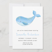 Waterverf walvis onder het Baby shower Zee Kaart (Voorkant)