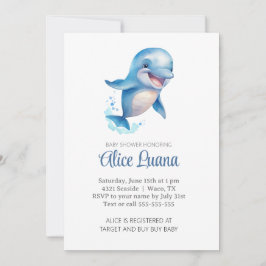 Waterverf walvis onder het Baby shower Zee Kaart