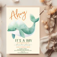 Waterverf walvis onder het Baby shower Zee