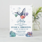 Waterverf walvis onder het Baby shower Zee Kaart (Staand voorkant)