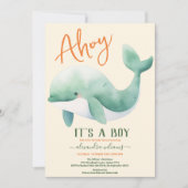 Waterverf walvis onder het Baby shower Zee Kaart (Voorkant)