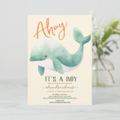 Waterverf walvis onder het Baby shower Zee Kaart (Staand voorkant)
