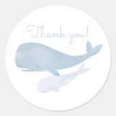 Waterverf walvis onder het Baby shower Zee Ronde Sticker (Voorkant)