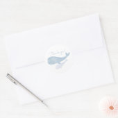 Waterverf walvis onder het Baby shower Zee Ronde Sticker (Envelop)