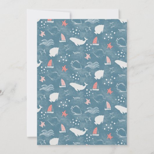 Waterverf Walvis onder het Zee Baby Girl Shower Kaart (Achterkant)