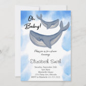 Waterverf walvis onder het Zee Baby shower uitnodi Kaart (Voorkant)