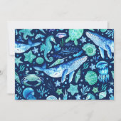 Waterverf walvis onder het Zee Creatures Foto Bedankkaart (Achterkant)