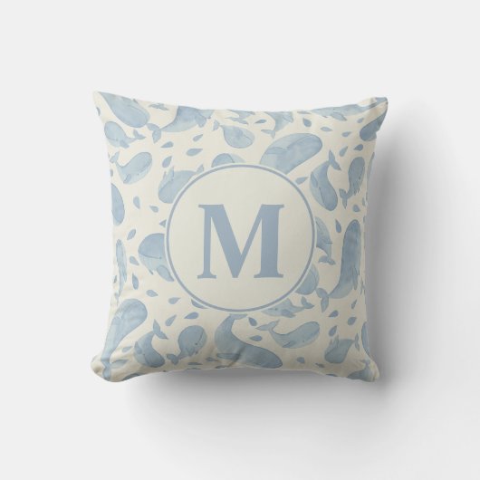 Waterverf Walvis Paisley Slaapkamer | Monogram Kussen (Voorkant)