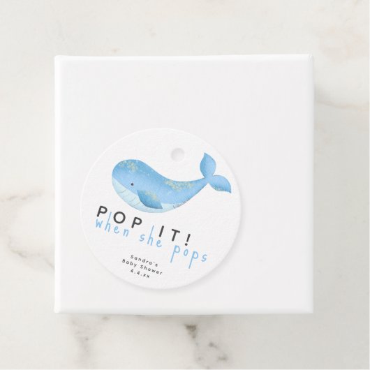 Waterverf walvis - pop het! Als ze poppen Bedankjes Labels (In situ)
