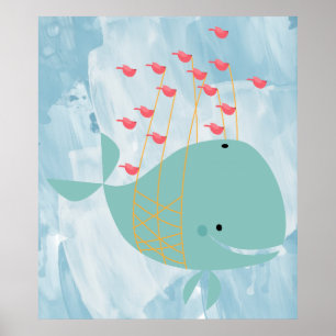 Waterverf walvis poster