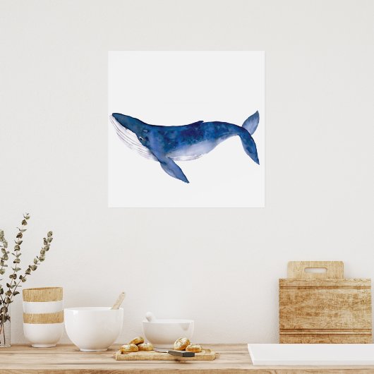 Waterverf walvis poster (Keuken)