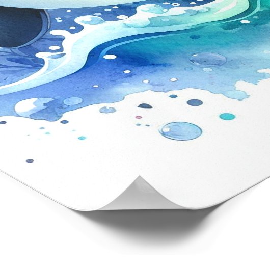 Waterverf walvis poster (Hoek)