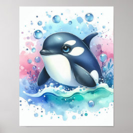Waterverf walvis poster