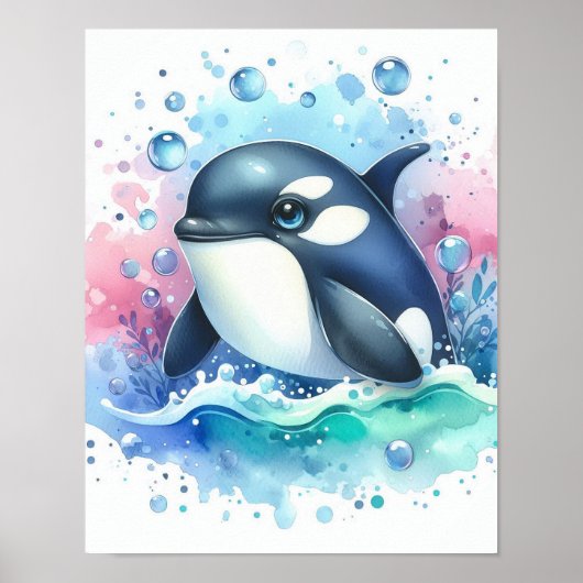 Waterverf walvis poster (Voorkant)