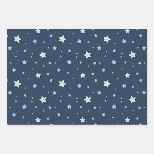 Waterverf walvis - Star - Strippatroon marineblauw Inpakpapier Vel (Voorkant 2)