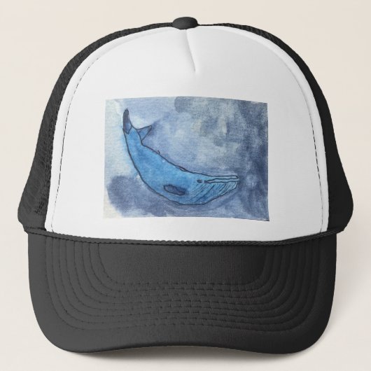 Waterverf walvis trucker pet (Voorkant)