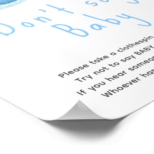 Waterverf walvis - Zeg niet baby Poster (Hoek)