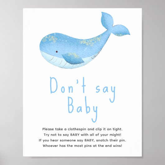 Waterverf walvis - Zeg niet baby Poster (Voorkant)
