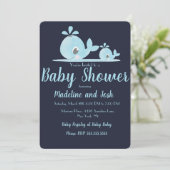 Waterverf walvisBaby shower Striped Blue Kaart (Staand voorkant)