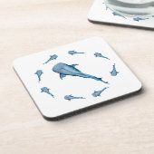 Waterverf walvishaai bier onderzetter (Linkerzijde)