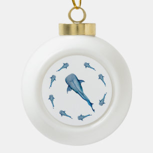 Waterverf walvishaai keramische bal ornament