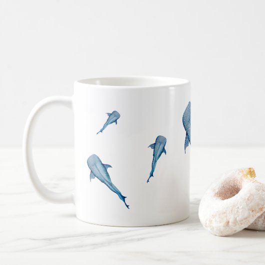 Waterverf walvishaai koffiemok (Met donut)