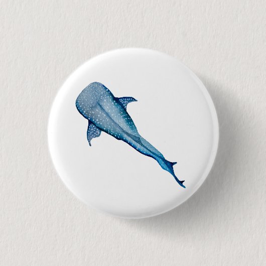 Waterverf walvishaai ronde button 3,2 cm (Voorkant)