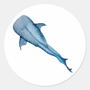 Waterverf walvishaai ronde sticker