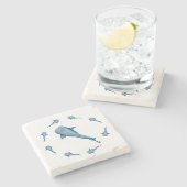 Waterverf walvishaai stenen onderzetter (Zijkant)