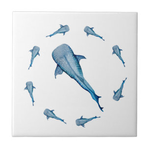 Waterverf walvishaai tegeltje